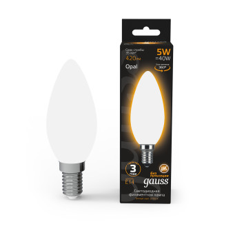 103201105 Лампа Gauss LED Filament Candle OPAL E14 5W 2700K 1/10/50, шт