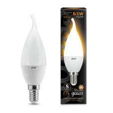 104101107 Лампа Gauss LED Candle tailed E14 6,5W 2700K 1/10/50