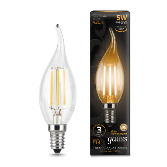 104801105 Лампа Gauss LED Filament Candle Tailed E14 5W 2700K 1/10/50