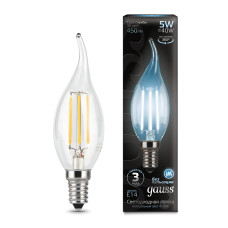 104801205 Лампа Gauss LED Filament Candle Tailed E14 5W 4100K 1/10/50