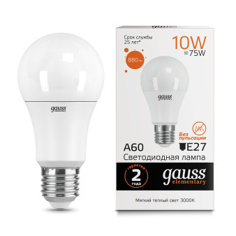 23210 Лампа Gauss Elementary LED A60 E27 10W 2700K 1/40